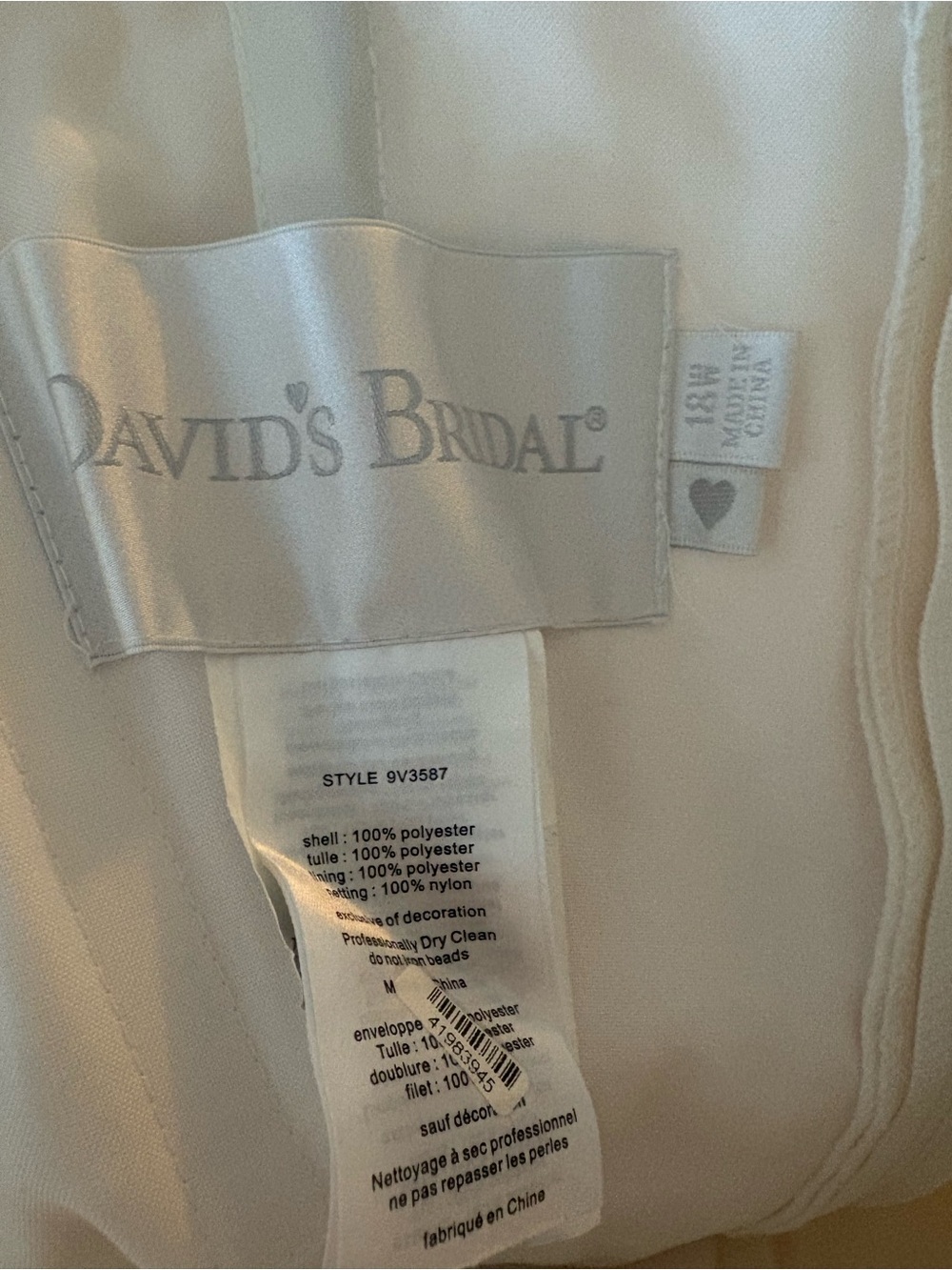David's Bridal Ivory/Champagne Bridal Gown - Picture 2 of 11